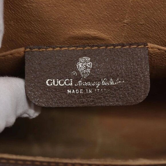 GUCCI GG Supreme Web Sherry Line Clutch Bag PVC Beige Red - Picture 10 of 16